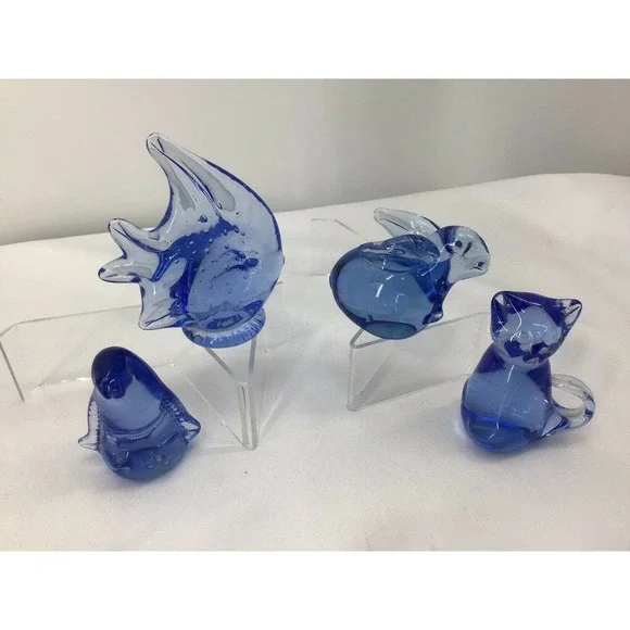 UNITED STATES COMMEMORATIVE FINE ART GALLERY 4 BLUE CRYSTAL PAPERWEIGHTS - Picture 11 of 12